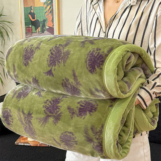 Flanell-Überwurfdecke mit tropischem Blättermuster - Grün - 200cm x 230cm - image 0