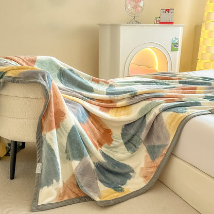 Moderne, geometrische Aquarell-Plüschdecke - Mehrfarbig - 230 cm x 250 cm - image 1