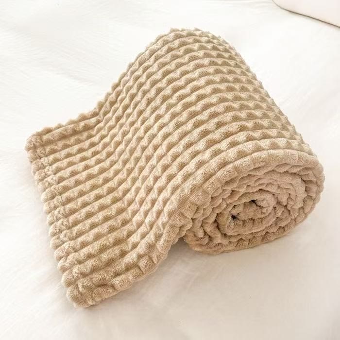 Karierte, dicke, warme Kuscheldecke - Kamel - 200cm x 230cm - image 17