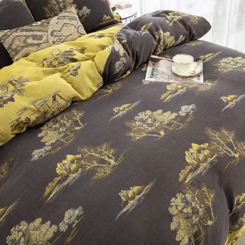 Bettwäscheset aus Baumwollgaze-Jacquard mit Landschaftsdruck (4-teilig) - image 4