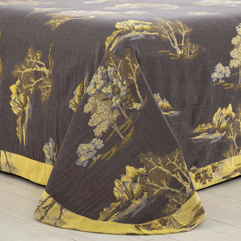 Bettwäscheset aus Baumwollgaze-Jacquard mit Landschaftsdruck (4-teilig) - image 6