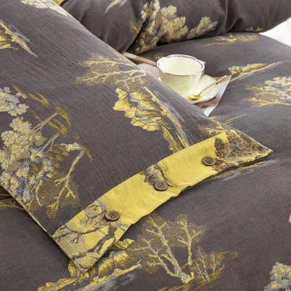 Bettwäscheset aus Baumwollgaze-Jacquard mit Landschaftsdruck (4-teilig) - image 7
