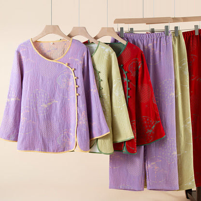 Ownkoti Oriental Retro Jacquard Baumwollgaze Loungewear - image 0
