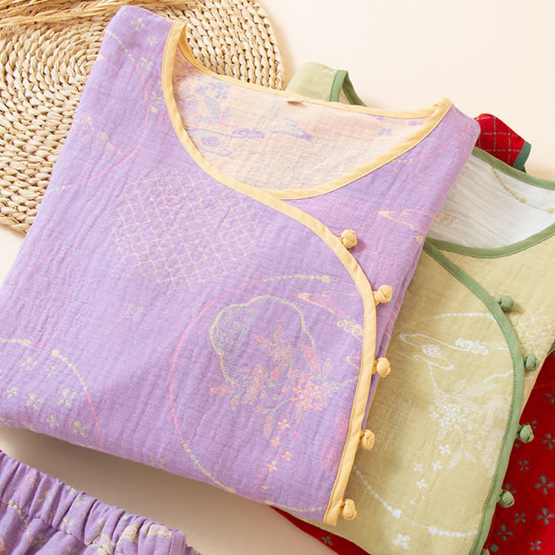 Ownkoti Oriental Retro Jacquard Baumwollgaze Loungewear - image 1