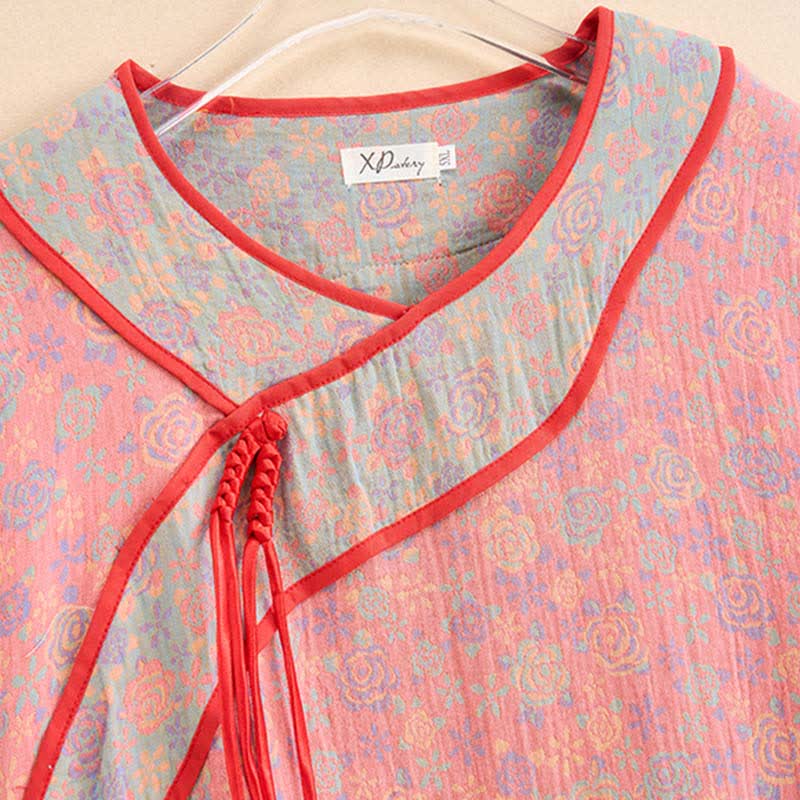 Ownkoti Plus Size Rosenfarbenes Nachthemd aus Baumwollgaze - image 2