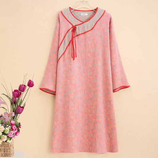 Ownkoti Plus Size Rosenfarbenes Nachthemd aus Baumwollgaze - 5XL - image 0