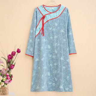 Ownkoti Elegantes Nachthemd aus Baumwollgaze in Übergröße mit Blumenmuster - 5XL - image 0