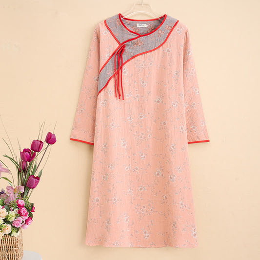 Ownkoti Plus Size Orange Floral Cotton Gauze Nachthemd - 5XL - image 0