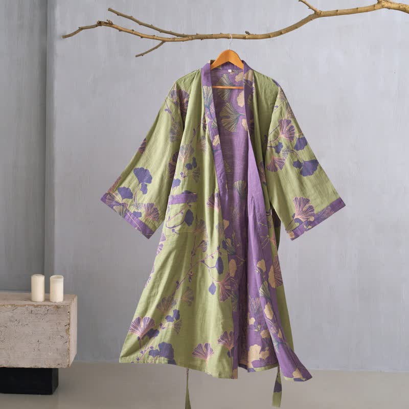 Ownkoti Kimono-Bademantel aus Baumwollgaze und Ginkgo - image 16