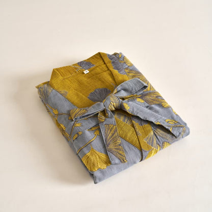 Kimono-Bademantel aus Baumwollgaze und Ginkgo - image 35