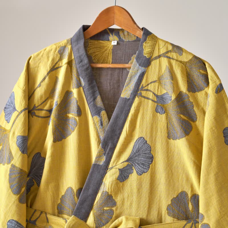 Ownkoti Kimono-Bademantel aus Baumwollgaze und Ginkgo - image 13