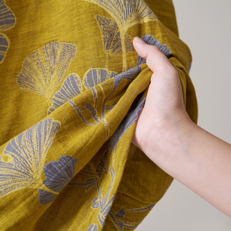 Ownkoti Kimono-Bademantel aus Baumwollgaze und Ginkgo - image 45