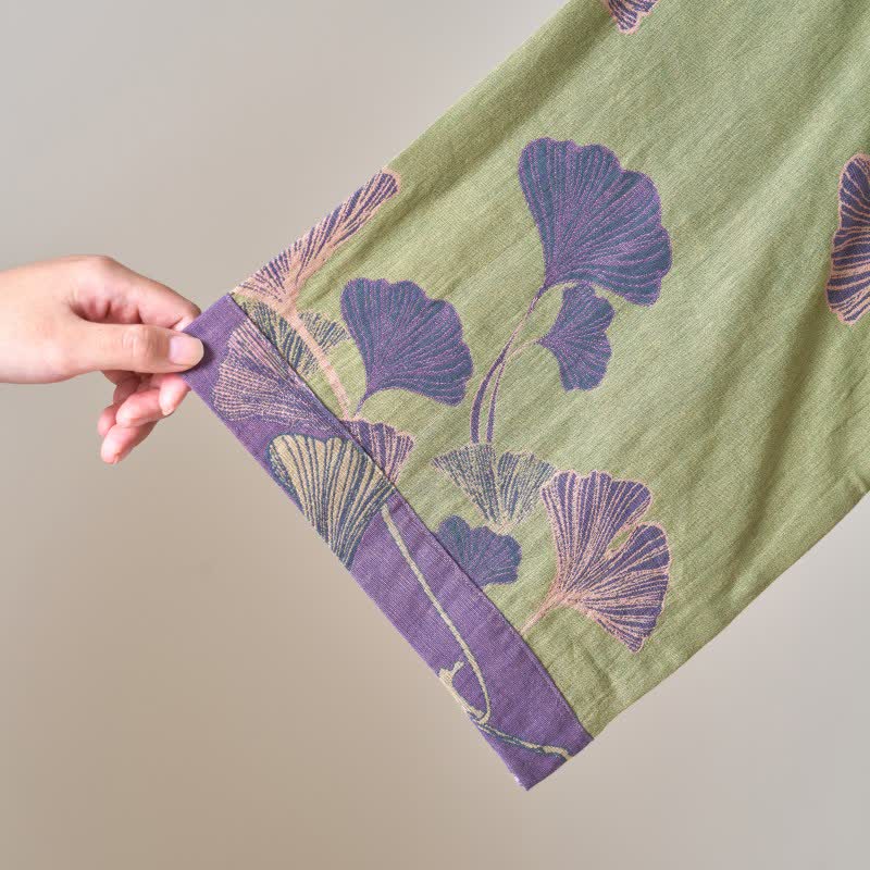 Ownkoti Kimono-Bademantel aus Baumwollgaze und Ginkgo - image 22