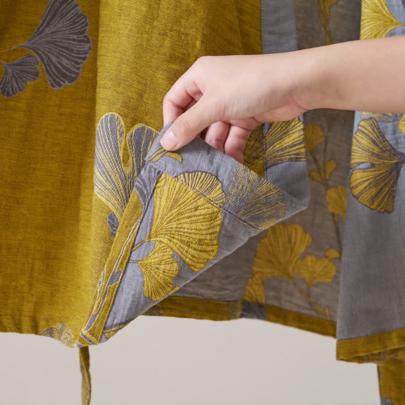 Ownkoti Kimono-Bademantel aus Baumwollgaze und Ginkgo - image 46