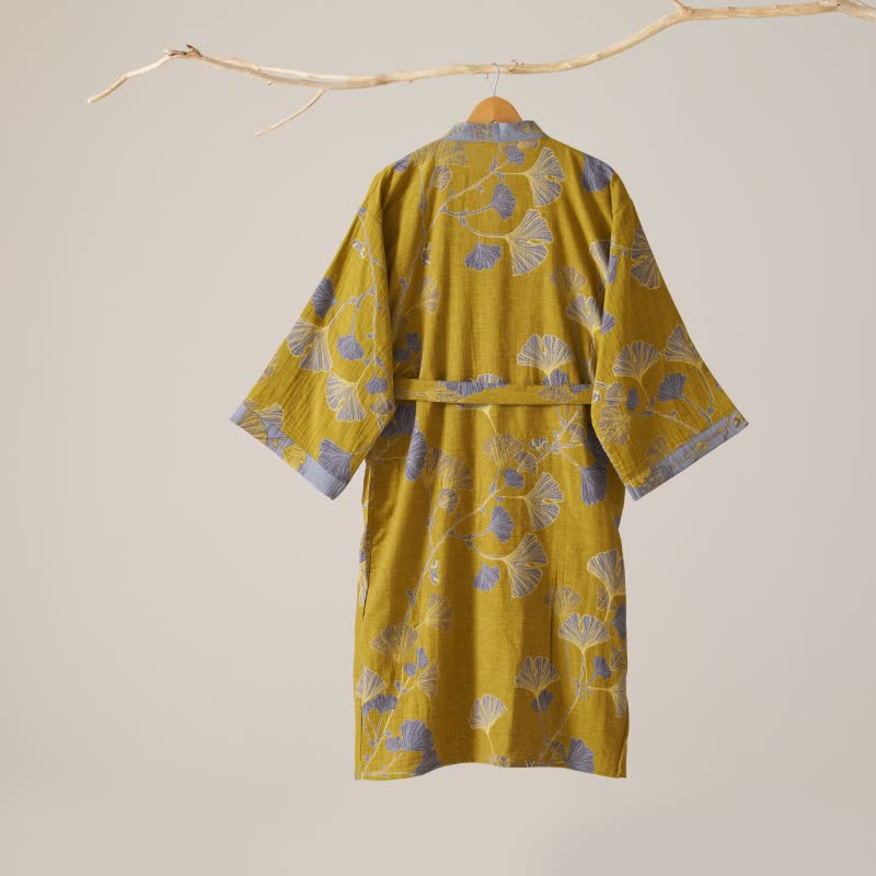 Kimono-Bademantel aus Baumwollgaze und Ginkgo - image 42
