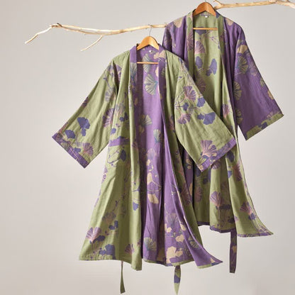 Ownkoti Kimono-Bademantel aus Baumwollgaze und Ginkgo - image 1