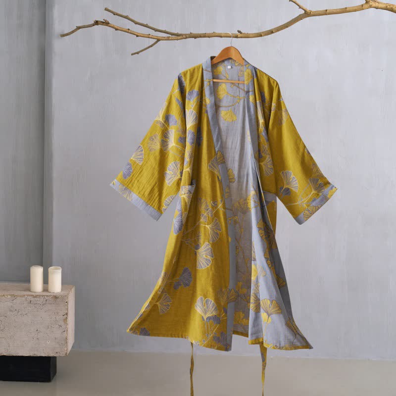Ownkoti Kimono-Bademantel aus Baumwollgaze und Ginkgo - image 39