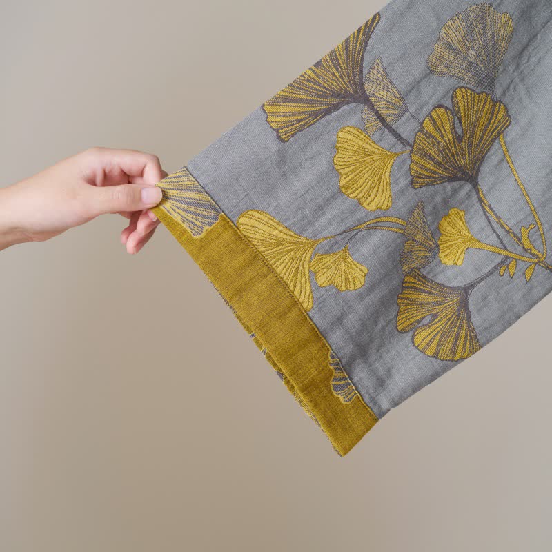 Kimono-Bademantel aus Baumwollgaze und Ginkgo - image 38