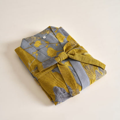 Kimono-Bademantel aus Baumwollgaze und Ginkgo - image 43