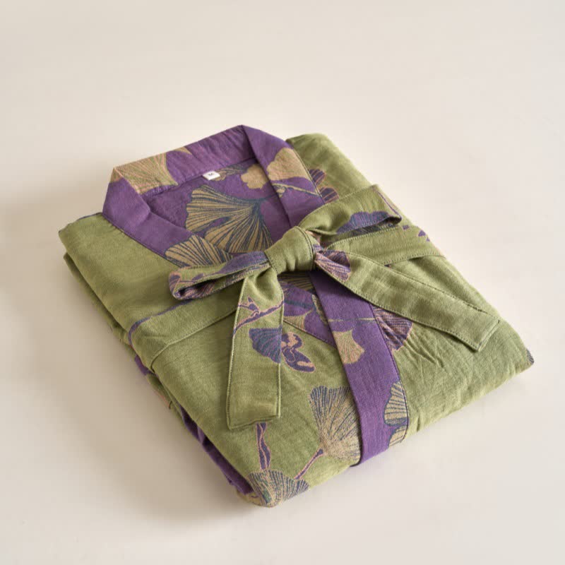 Ownkoti Kimono-Bademantel aus Baumwollgaze und Ginkgo - image 20