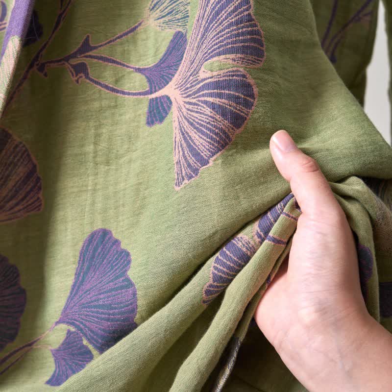 Ownkoti Kimono-Bademantel aus Baumwollgaze und Ginkgo - image 24