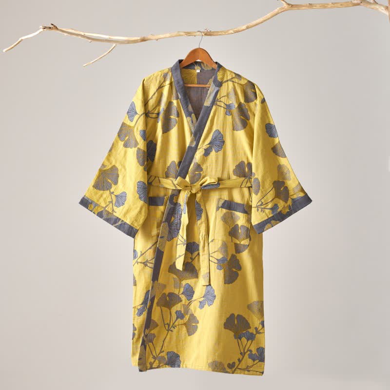Ownkoti Kimono-Bademantel aus Baumwollgaze und Ginkgo - image 11