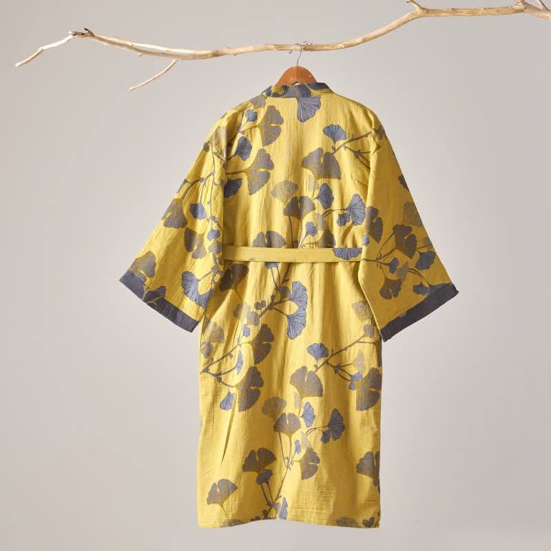 Kimono-Bademantel aus Baumwollgaze und Ginkgo - image 12