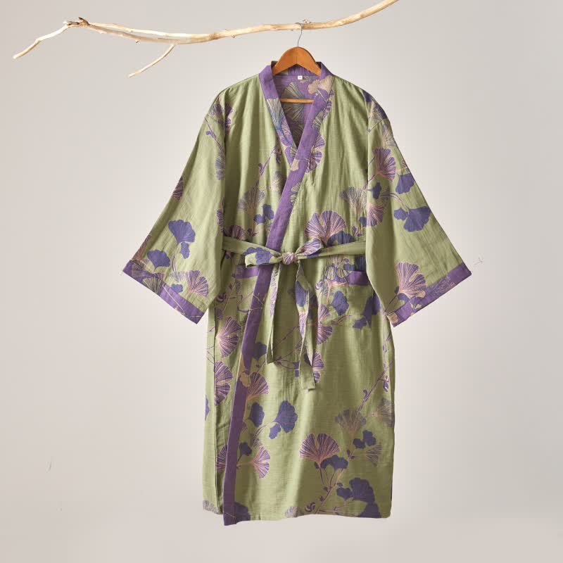 Kimono-Bademantel aus Baumwollgaze und Ginkgo - image 18