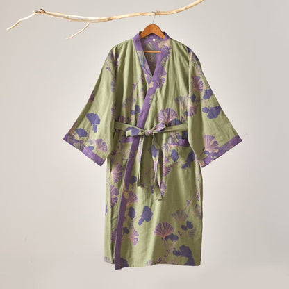Kimono-Bademantel aus Baumwollgaze und Ginkgo - image 18