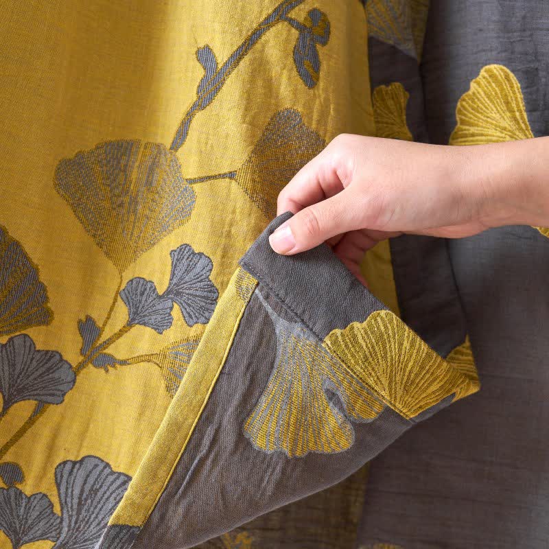 Ownkoti Kimono-Bademantel aus Baumwollgaze und Ginkgo - image 14