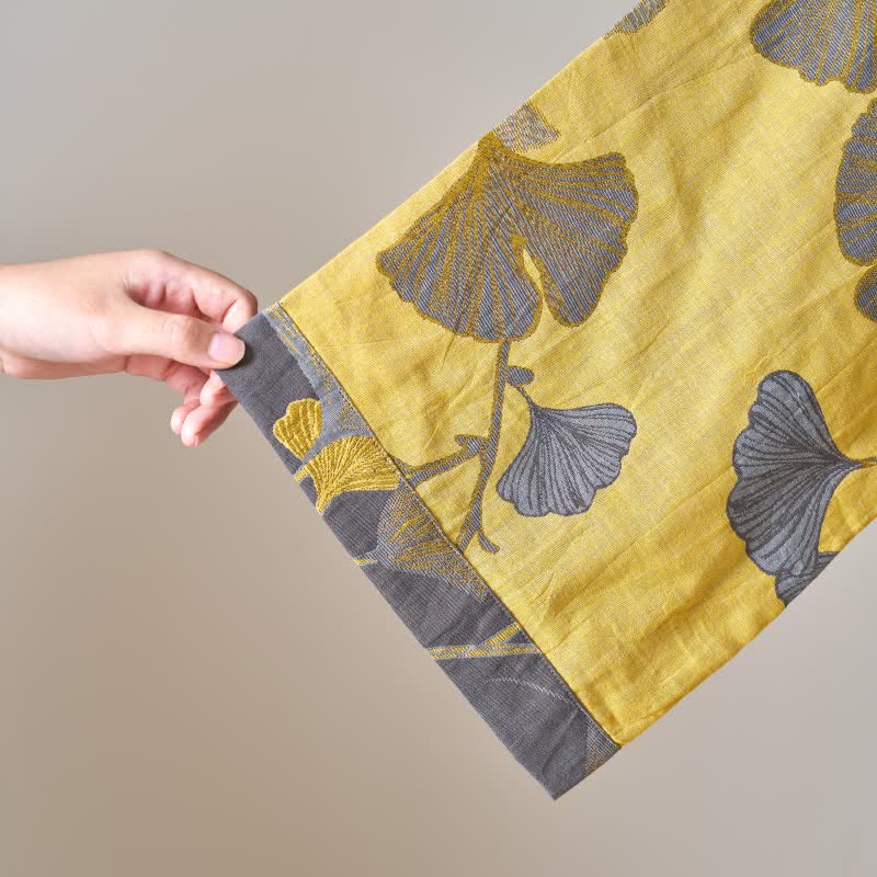 Kimono-Bademantel aus Baumwollgaze und Ginkgo - image 15