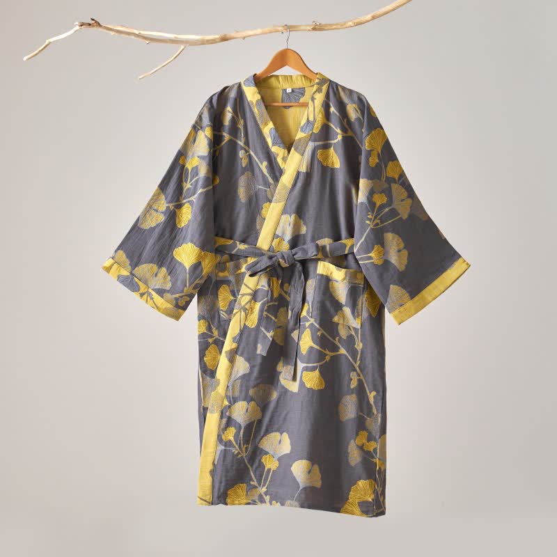 Ownkoti Kimono-Bademantel aus Baumwollgaze und Ginkgo - image 27