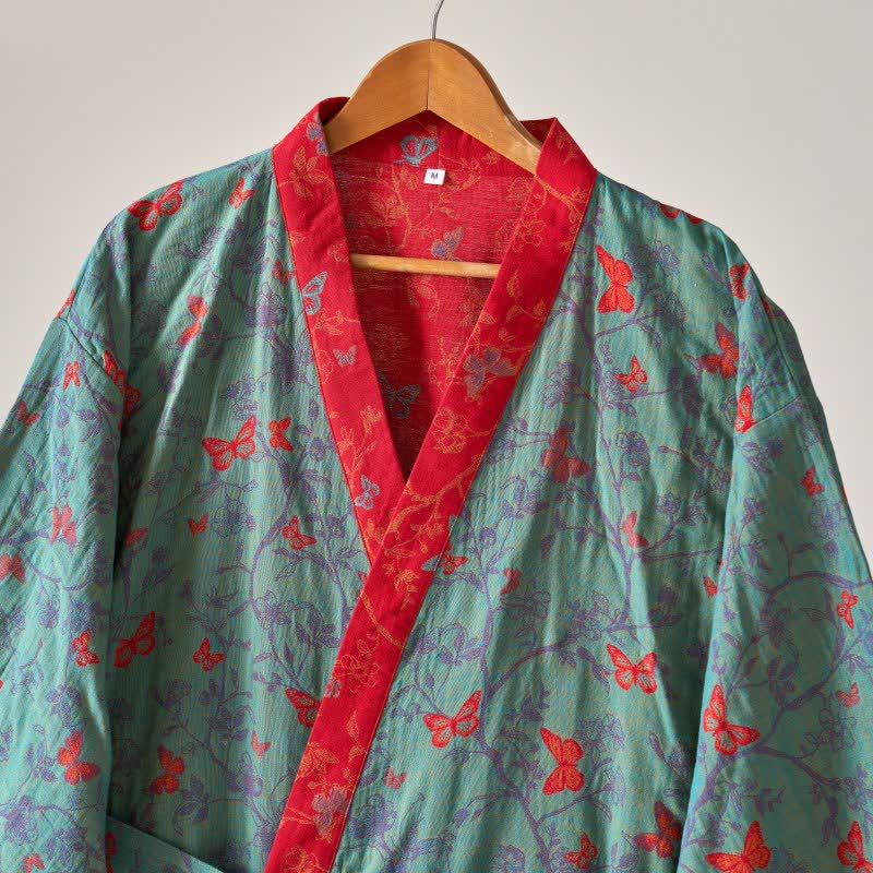 Ownkoti Kimono-Bademantel aus Baumwollgaze im Vintage-Schmetterlingsstil - image 15