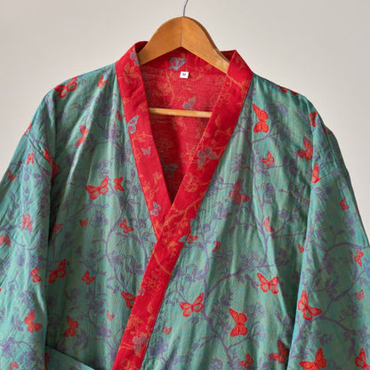 Ownkoti Kimono-Bademantel aus Baumwollgaze im Vintage-Schmetterlingsstil - image 15
