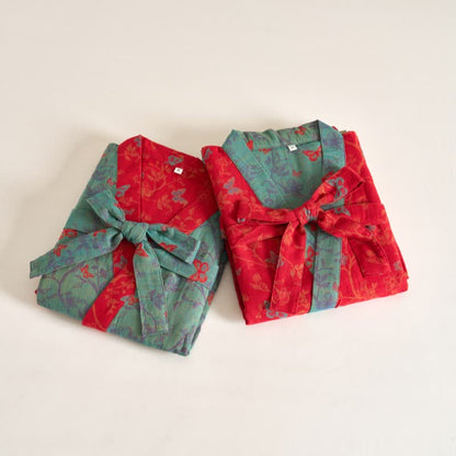 Ownkoti Kimono-Bademantel aus Baumwollgaze im Vintage-Schmetterlingsstil - image 2