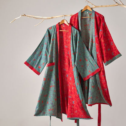 Ownkoti Kimono-Bademantel aus Baumwollgaze im Vintage-Schmetterlingsstil - image 1