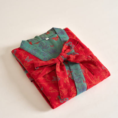 Ownkoti Kimono-Bademantel aus Baumwollgaze im Vintage-Schmetterlingsstil - image 6