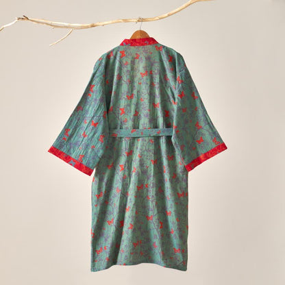 Ownkoti Kimono-Bademantel aus Baumwollgaze im Vintage-Schmetterlingsstil - image 13