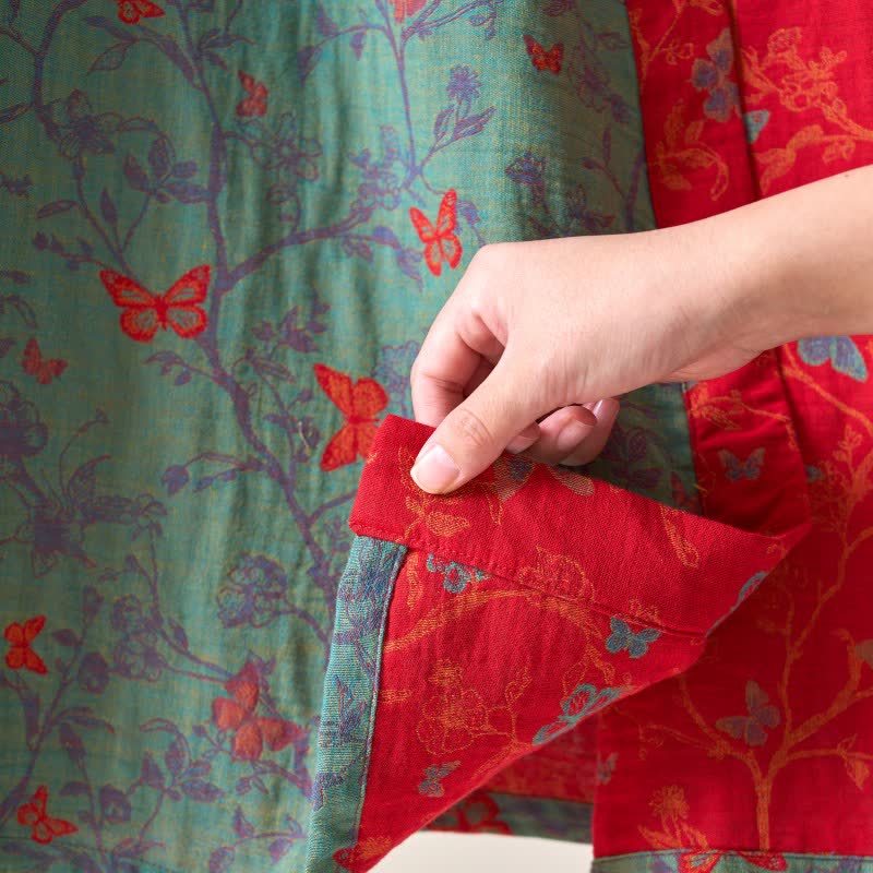 Ownkoti Kimono-Bademantel aus Baumwollgaze im Vintage-Schmetterlingsstil - image 16