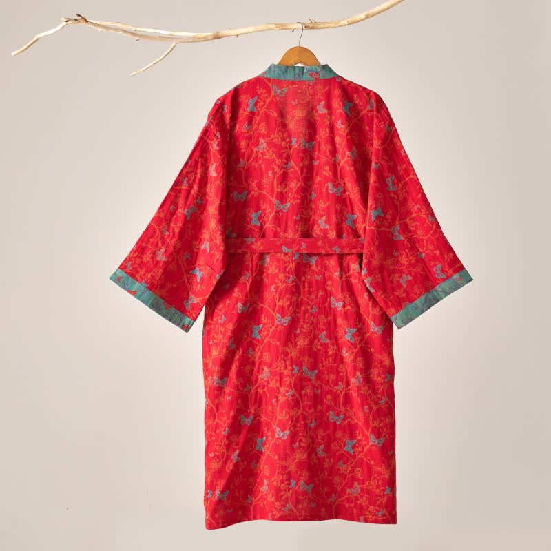 Ownkoti Kimono-Bademantel aus Baumwollgaze im Vintage-Schmetterlingsstil - image 5