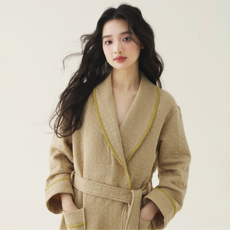 Ownkoti Einfacher, einfarbiger Steppbademantel - image 9