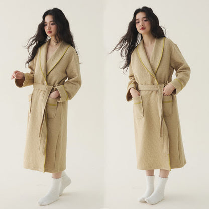 Ownkoti Einfacher, einfarbiger Steppbademantel - Khaki - 2XL - image 10