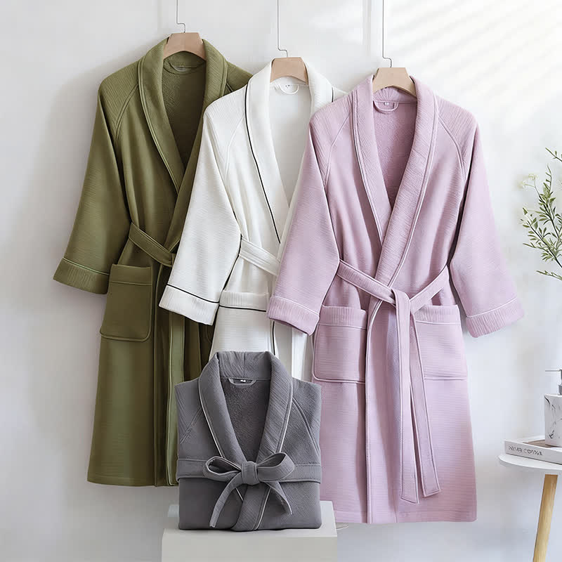 Ownkoti Unisex-Baumwollbademantel, einfarbig - image 0