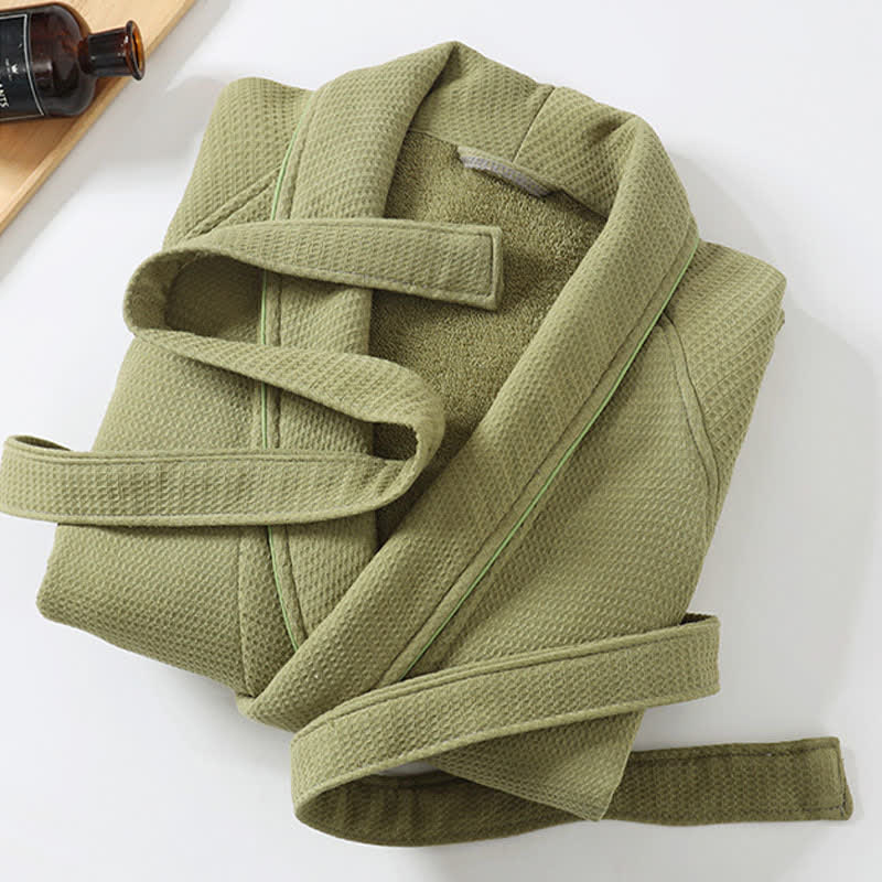 Ownkoti Unisex-Baumwollbademantel, einfarbig - image 5