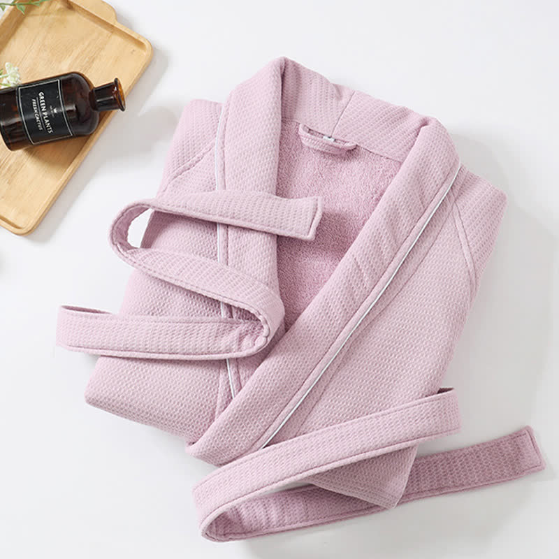 Ownkoti Unisex-Baumwollbademantel, einfarbig - image 11