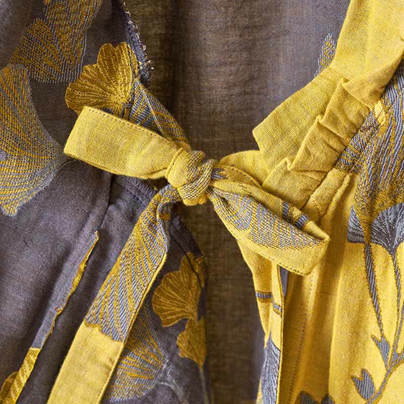 Nachthemd aus Baumwolle im Hanfu-Stil mit Ginkgoblattmuster - image 15