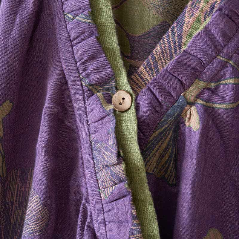 Nachthemd aus Baumwolle im Hanfu-Stil mit Ginkgoblattmuster - image 21