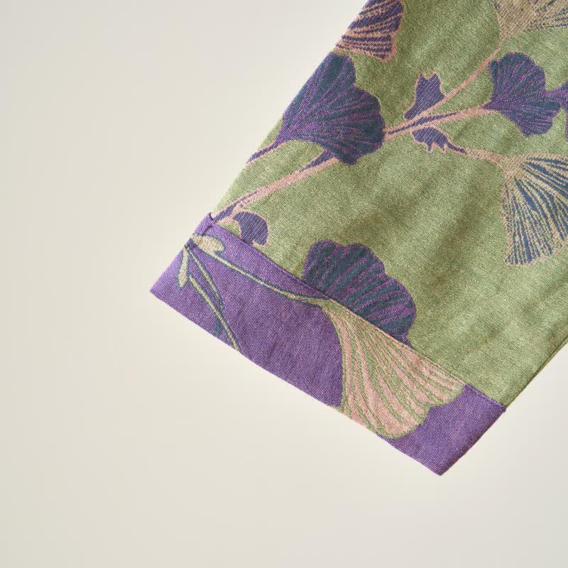 Nachthemd aus Baumwolle im Hanfu-Stil mit Ginkgoblattmuster - image 11