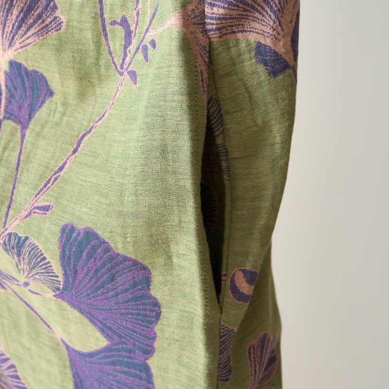 Nachthemd aus Baumwolle im Hanfu-Stil mit Ginkgoblattmuster - image 9