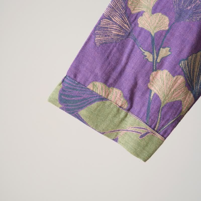 Nachthemd aus Baumwolle im Hanfu-Stil mit Ginkgoblattmuster - image 24